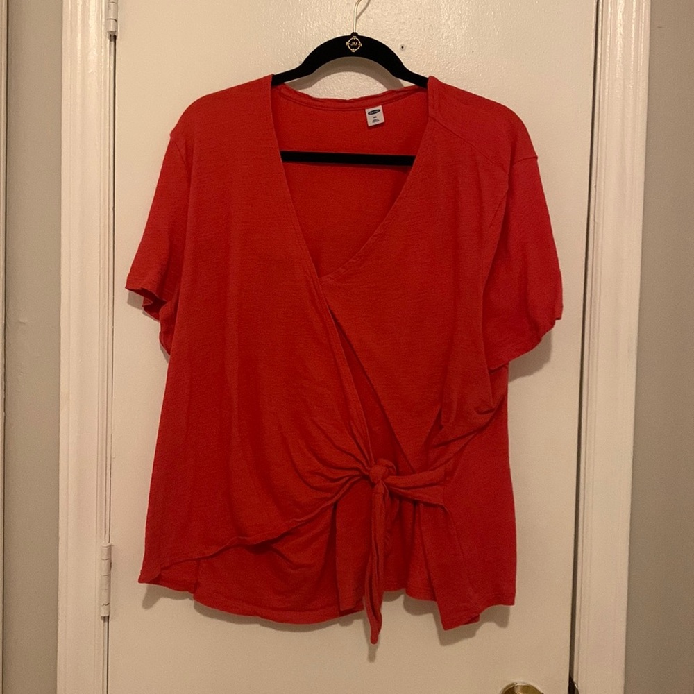 Orangey red wrap t shirt
